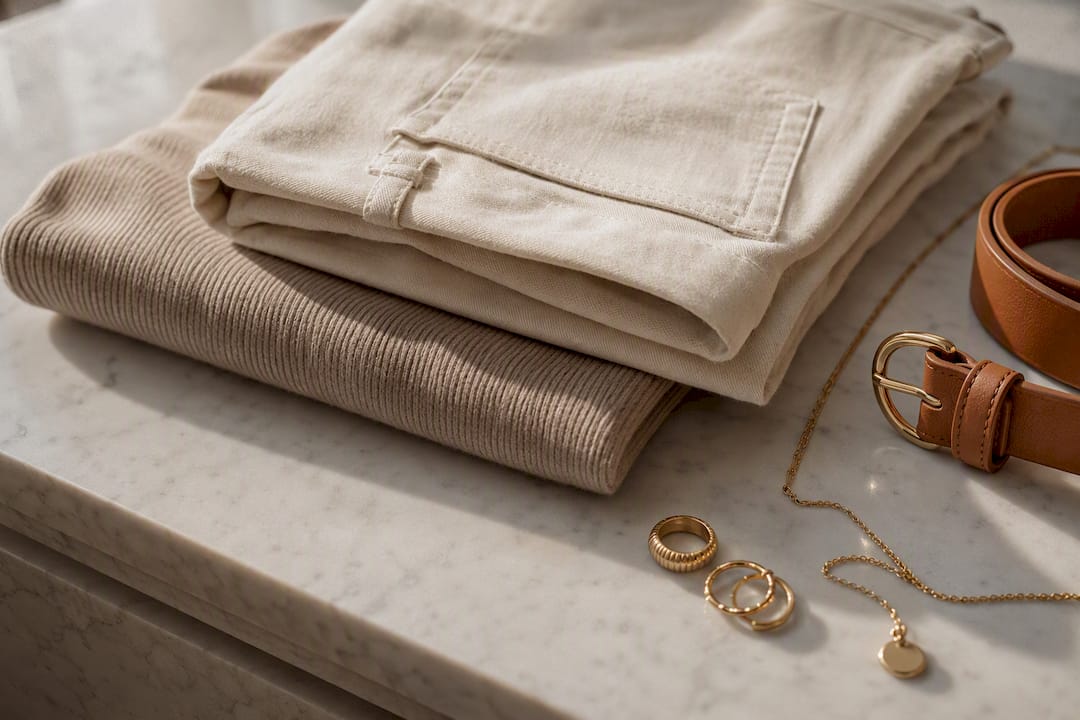 Ecru taupe en camel als stylingmaterialen
