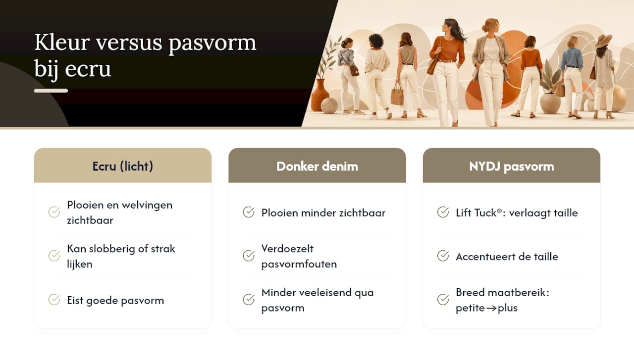 Waarom pasvorm net zo belangrijk is als kleur bij ecru jeans — overview diagram