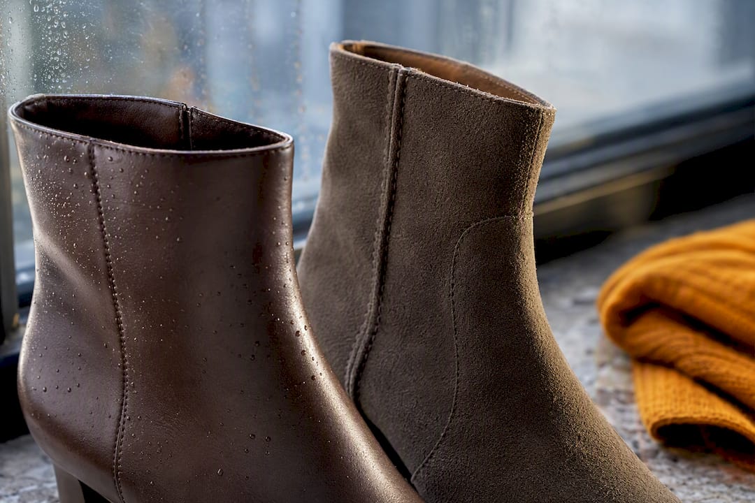 Ankle Boot aus glattem Leder und Wildleder
