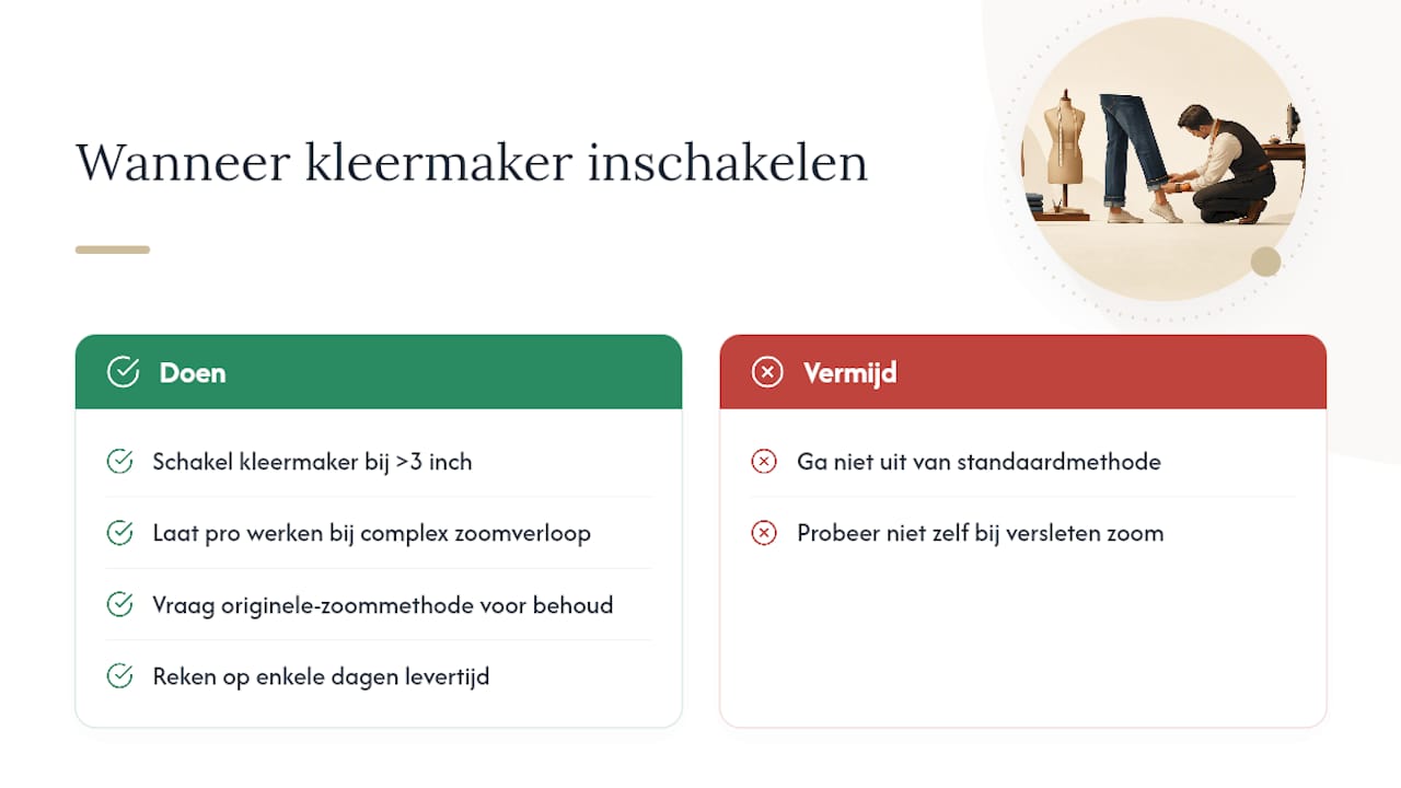 Wanneer schakel je toch een kleermaker in? — overview diagram