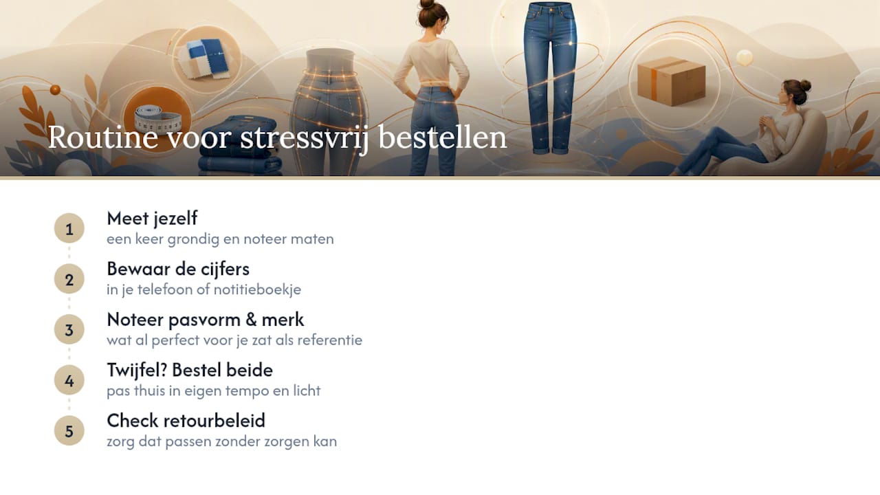 Mijn routine voor stressvrij online jeans bestellen — overview diagram