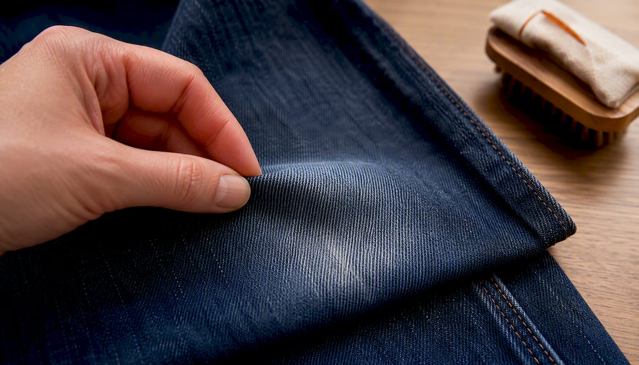 Slijtageplek aan de binnenkant van denim