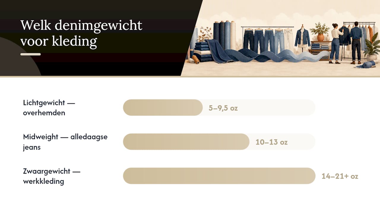 Welk denimgewicht past bij welk kledingstuk? — overview diagram