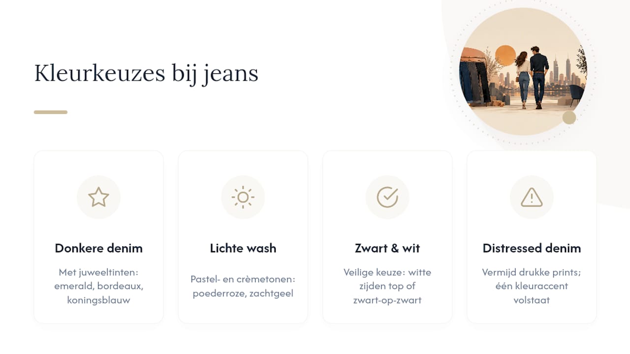 Overzicht van kleurcombinaties bij jeans