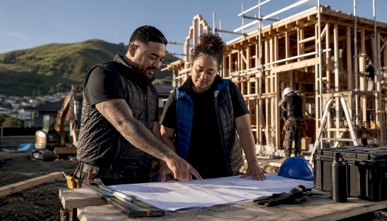 Construction team at new Auckland home site