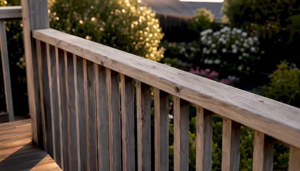 Close-up of compliant NZ deck safety barrier