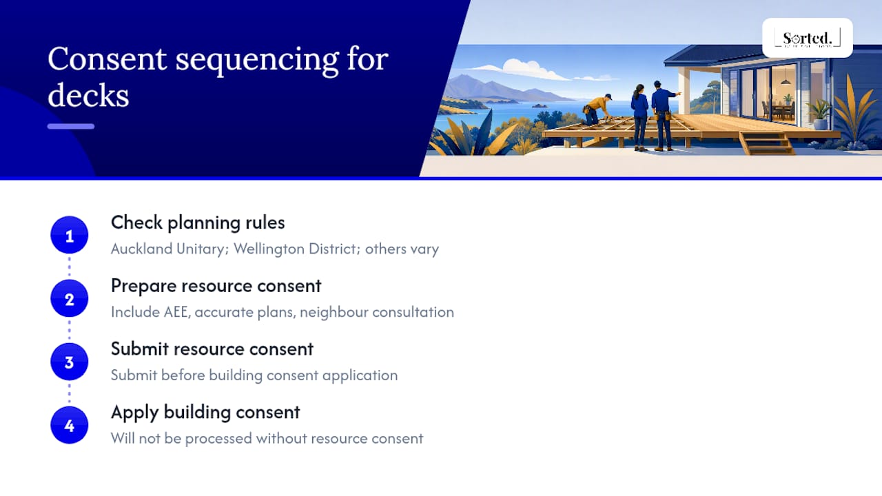 Diagram of deck consent application sequencing steps