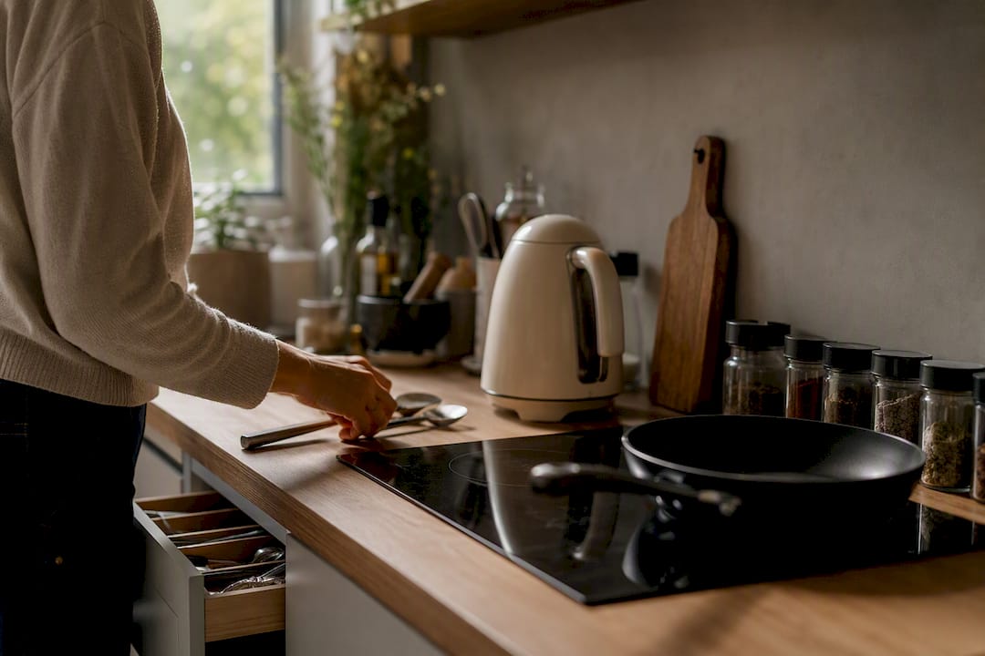 Single-wall kitchen appliance sequence