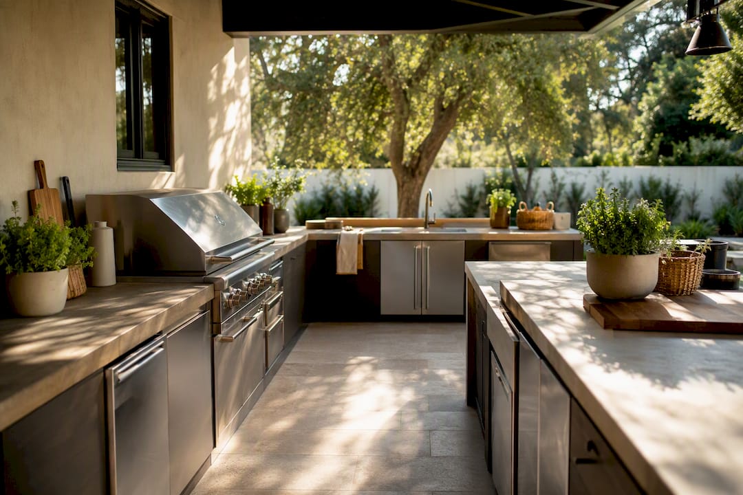 Open-plan kitchen zoning and traffic flow