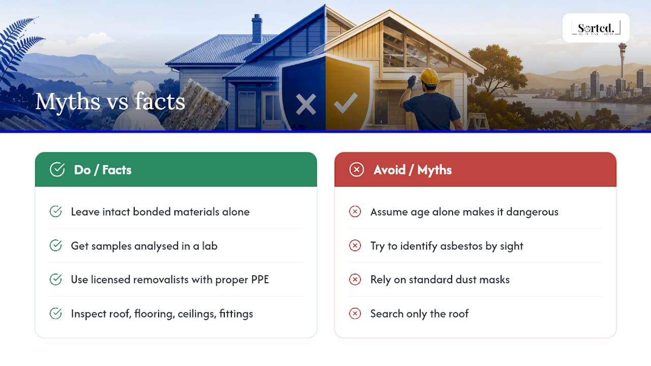 Diagram comparing common asbestos myths and facts