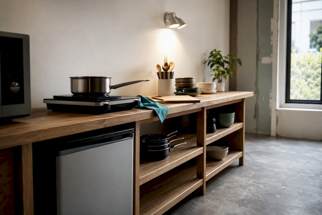 Temporary kitchen setup during home renovation