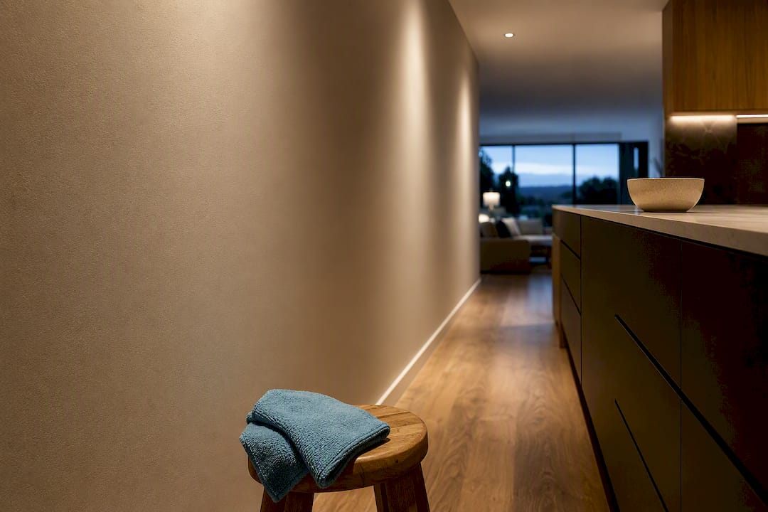Low sheen walls in a finished kitchen