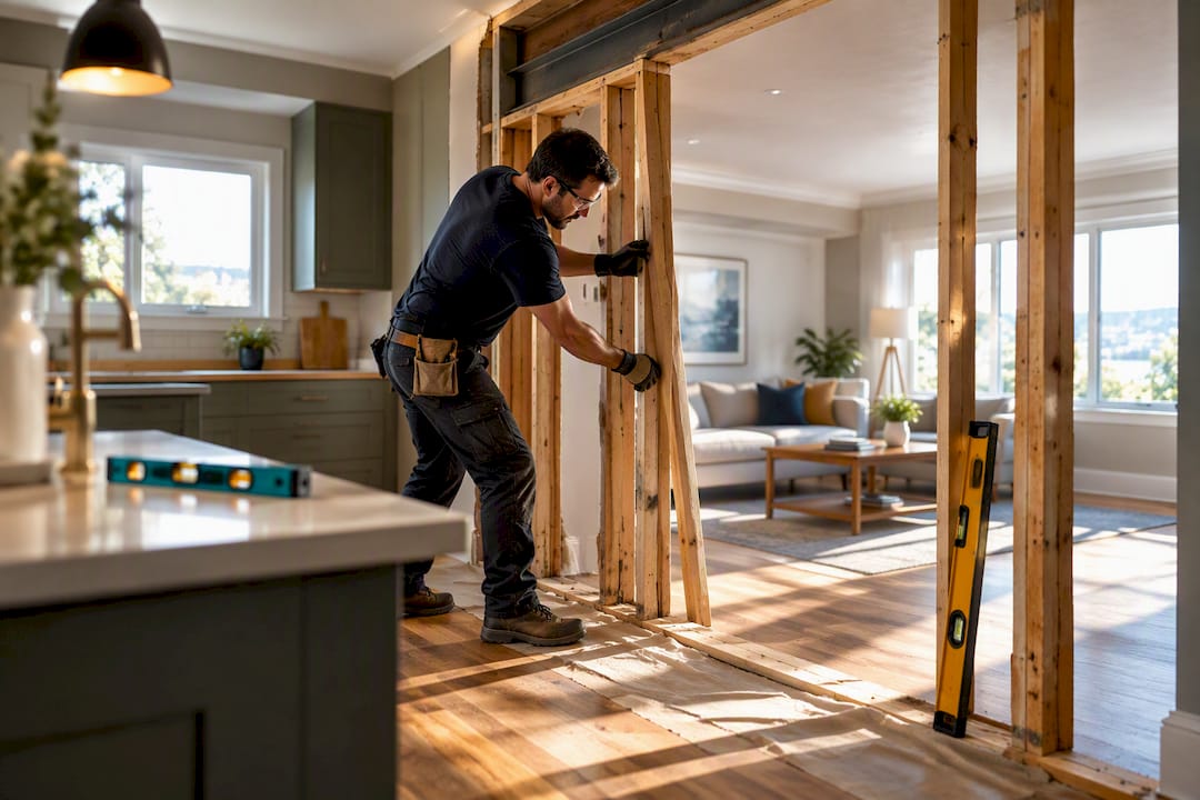 Auckland kitchen wall opened to living area