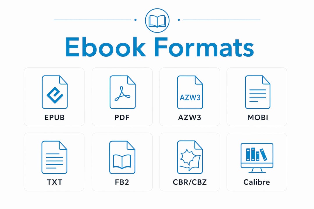 Infographic showing hierarchy of common ebook file formats