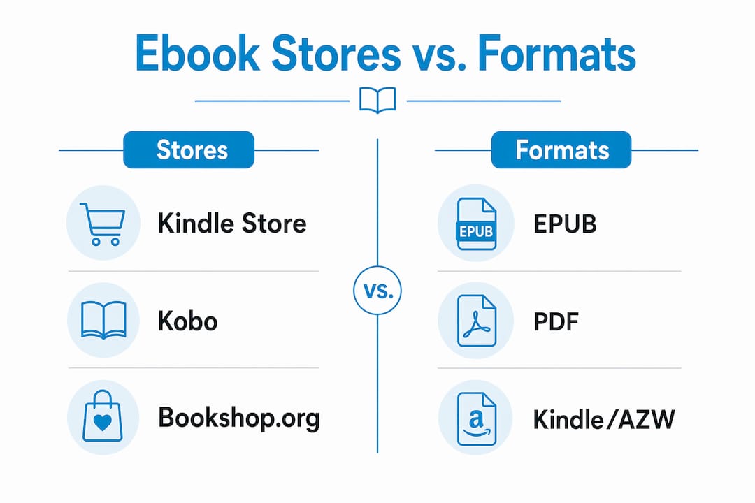 Infographic comparing ebook stores and formats visually