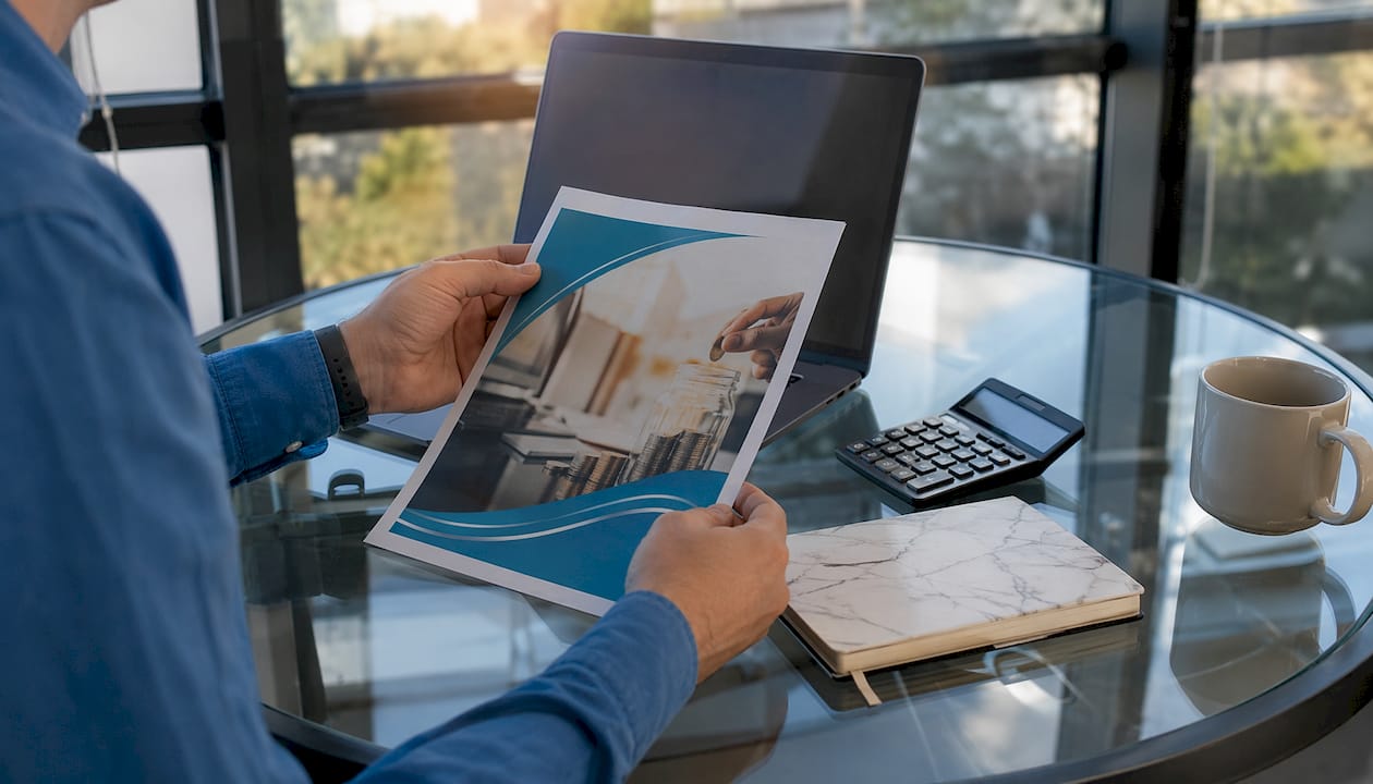 Hands holding personal finance ebook printout