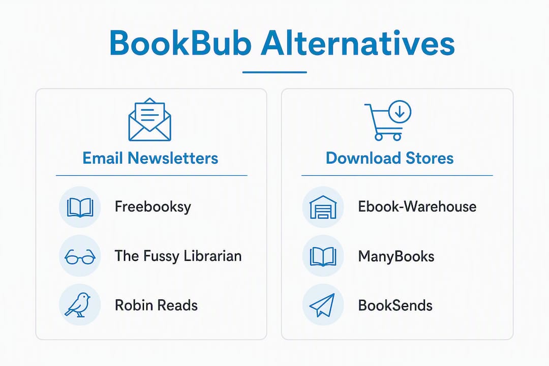 Infographic showing BookBub alternatives by category