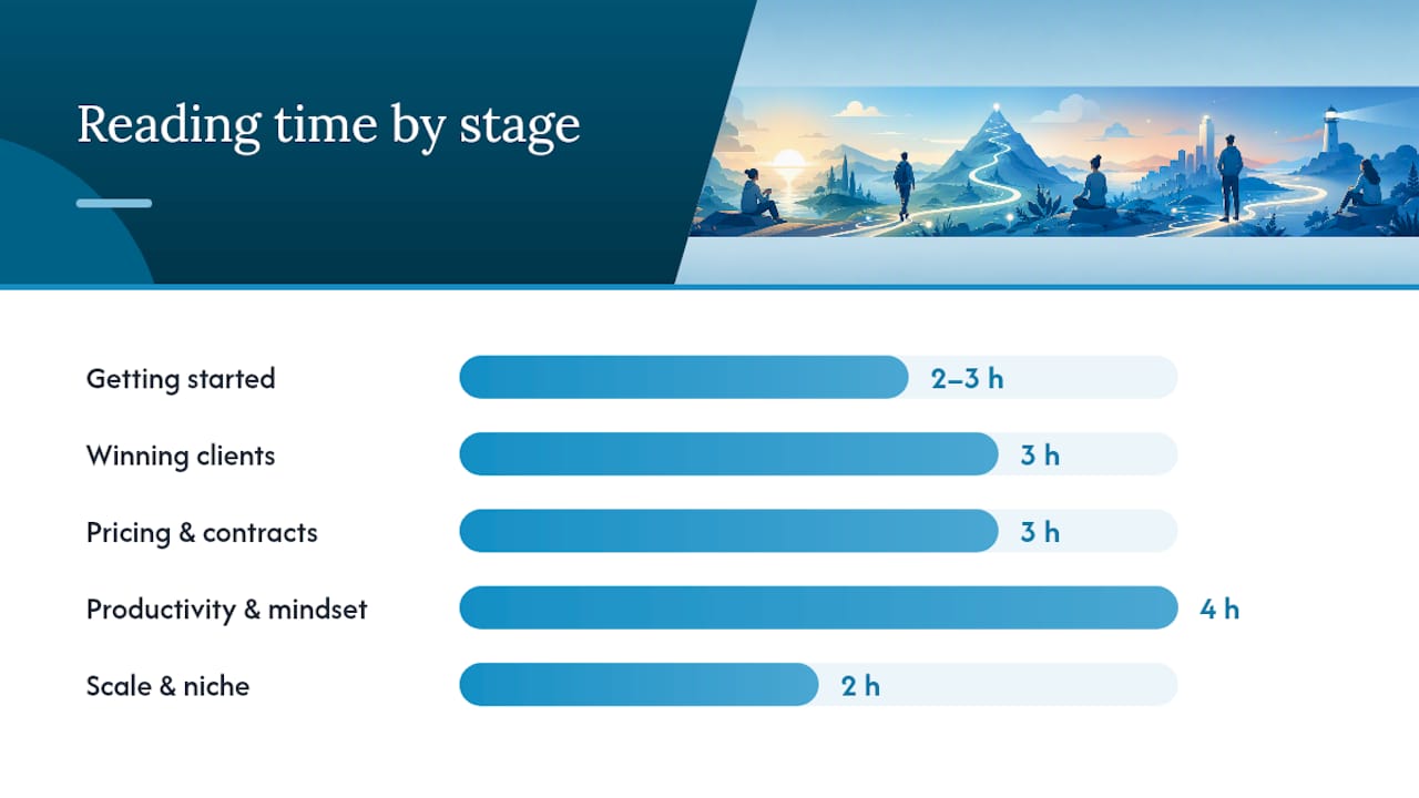 Comparison chart of freelancing ebooks by stage