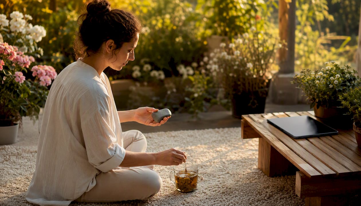 Hands holding calming objects during trigger mapping