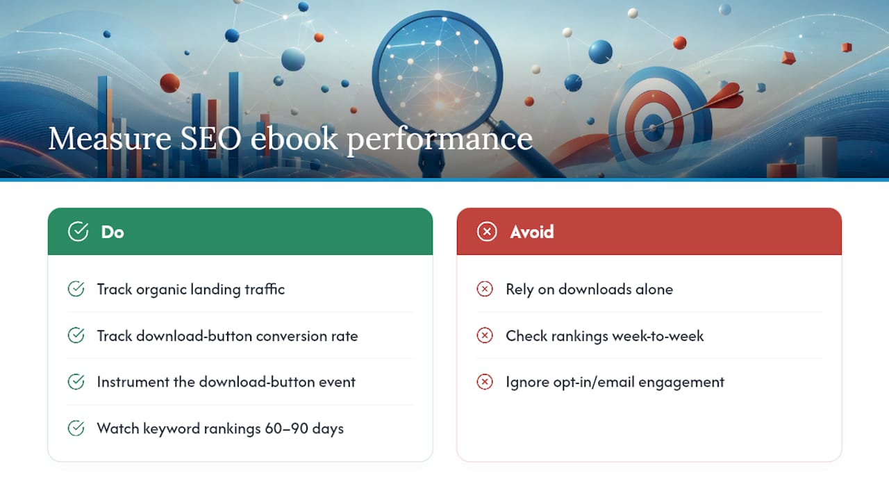 SEO ebook landing page performance metrics comparison