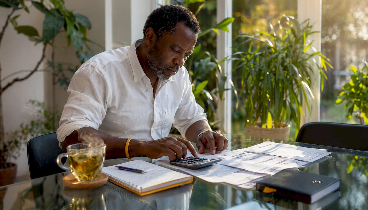 Hands calculating shared ownership charges