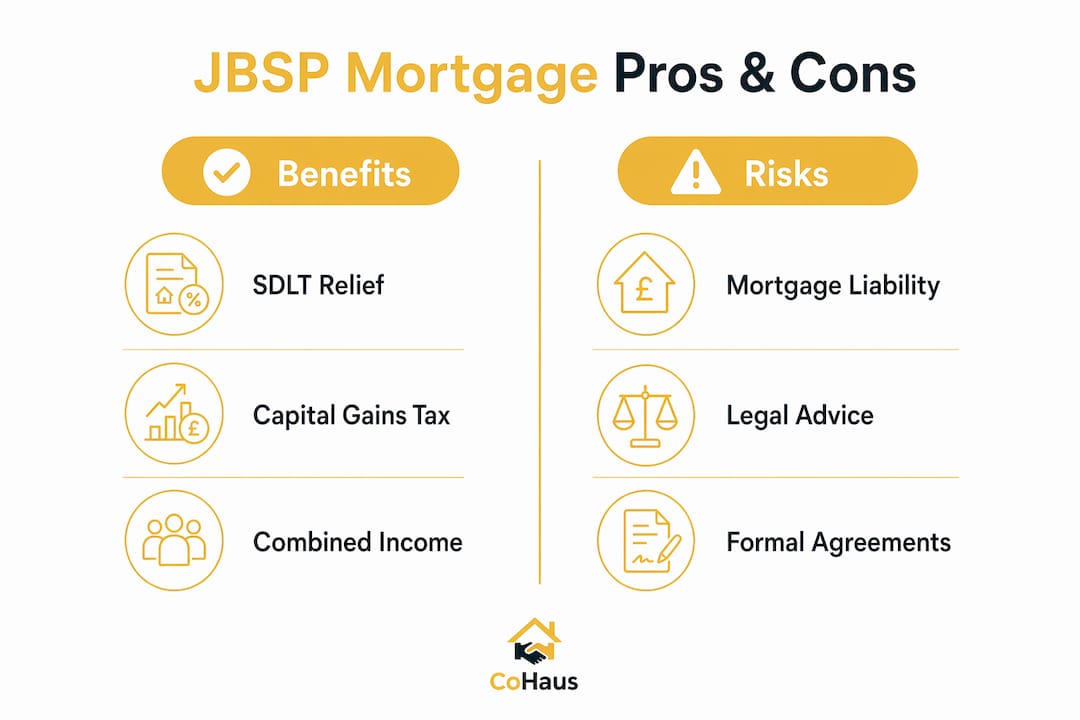 Infographic comparing JBSP mortgage benefits and risks