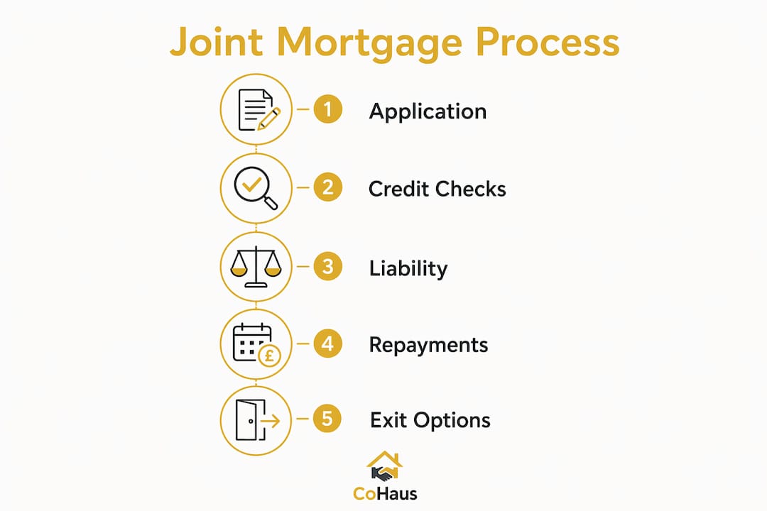 Infographic showing joint mortgage process steps