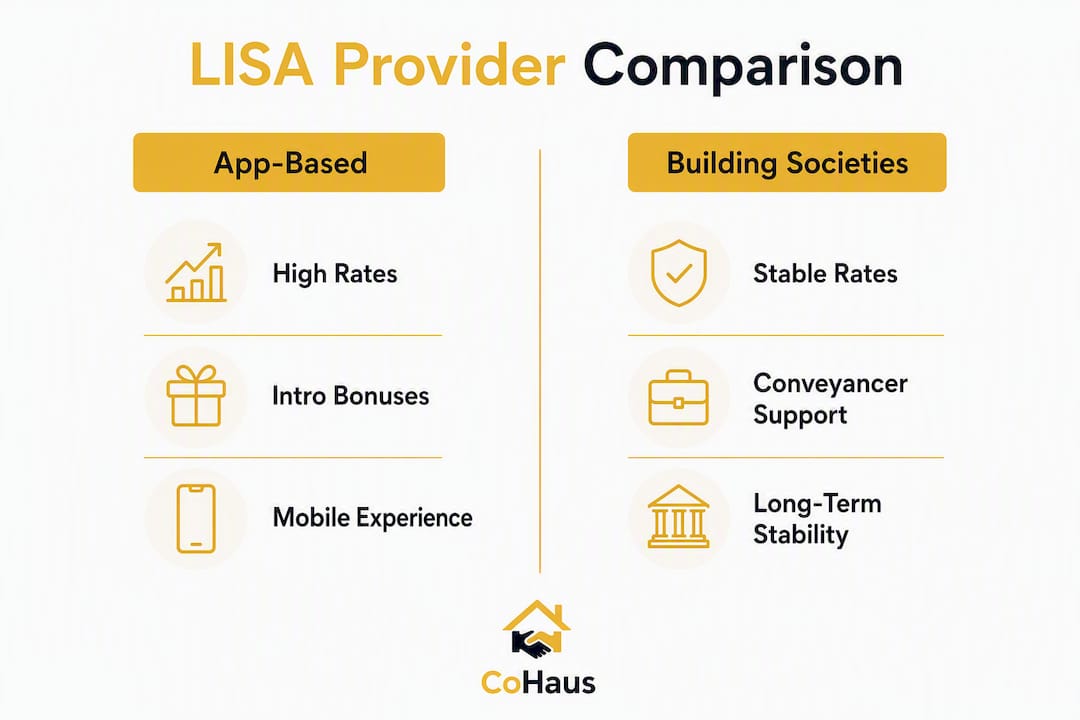 Infographic comparing LISA provider types for co-buyers