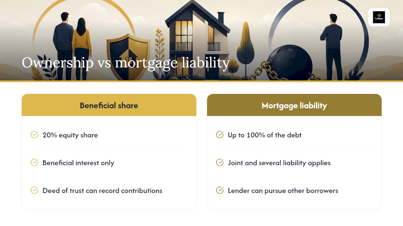 Mortgage liability versus ownership share comparison