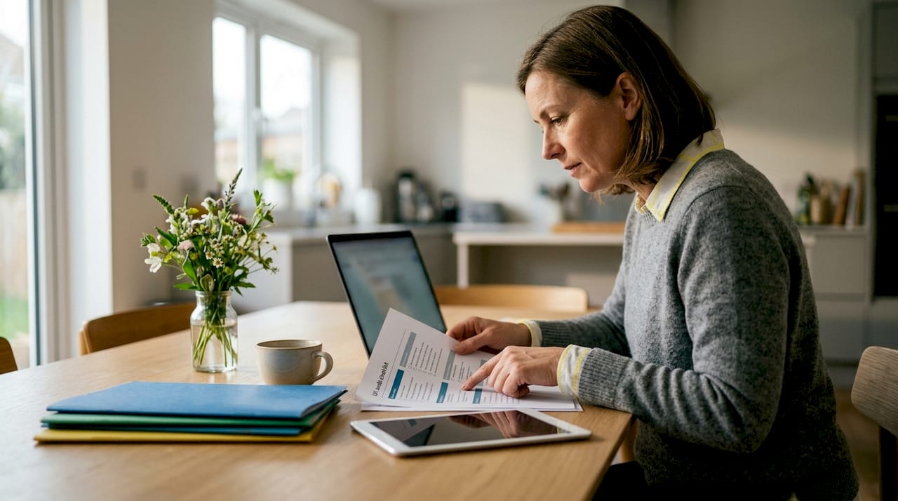 Business owner reviewing printed UX audit documents