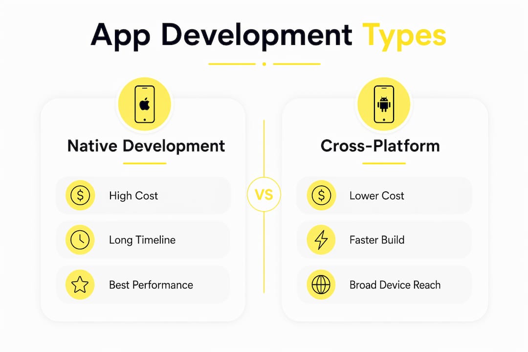 Infographic comparing native and cross-platform development