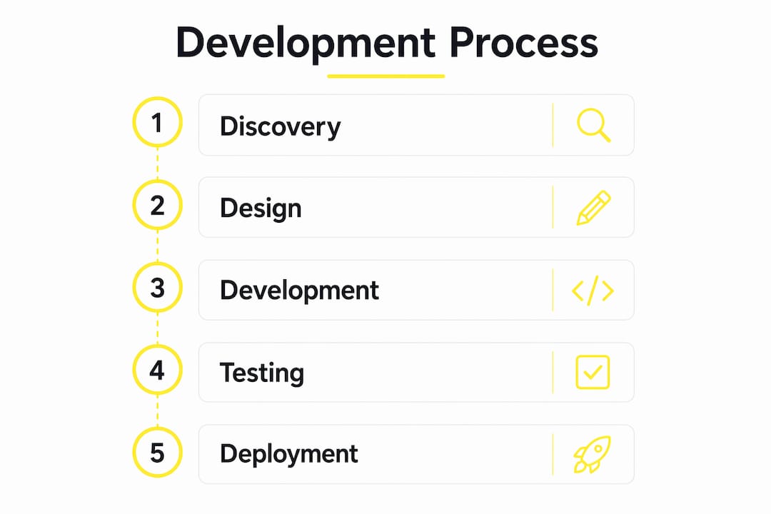 Infographic showing web app development stages