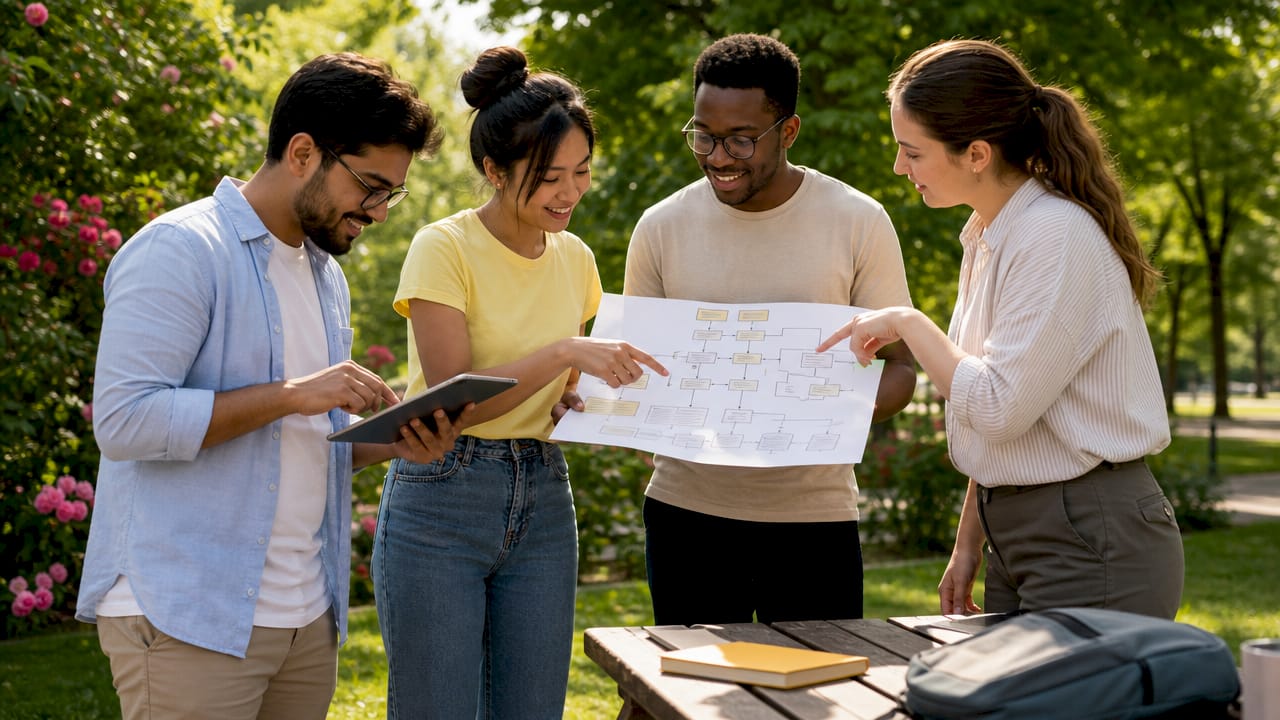 Software team discussing technical architecture