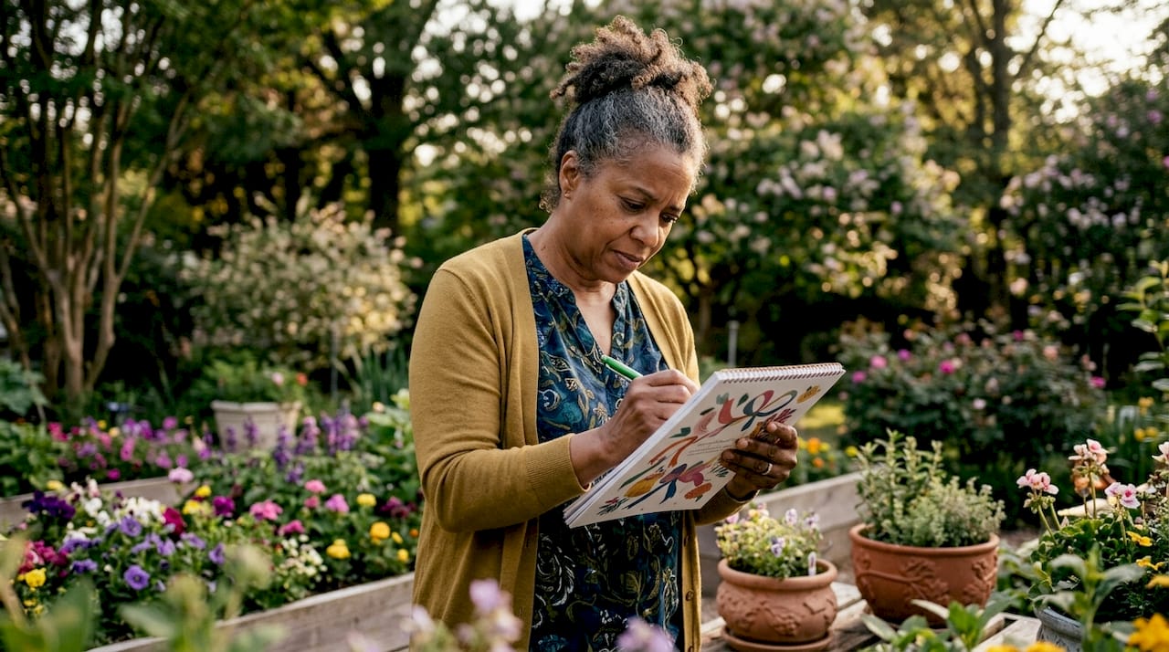 Woman marking cancer awareness calendar