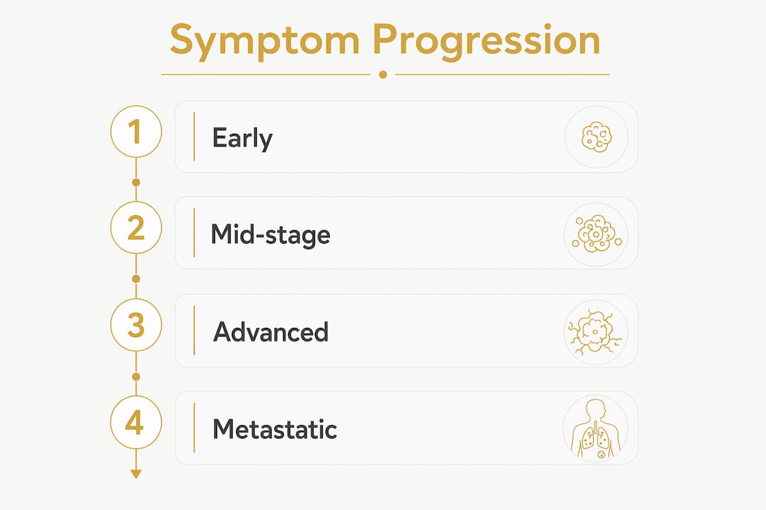 Infographic showing symptom progression stages