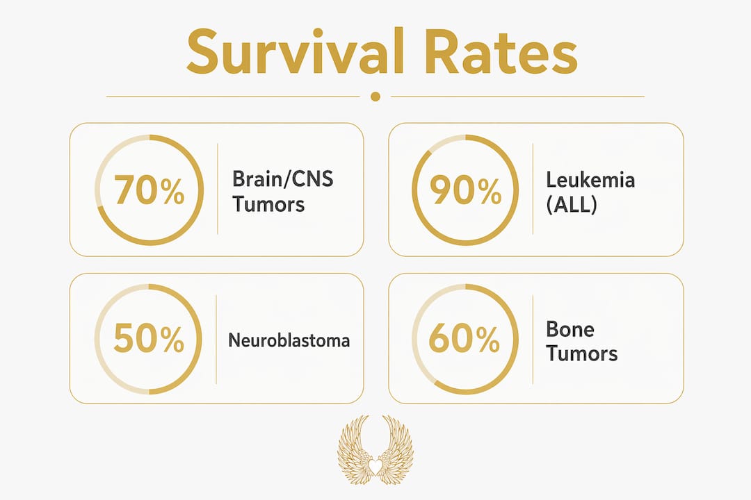 Infographic showing survival rates for childhood cancers