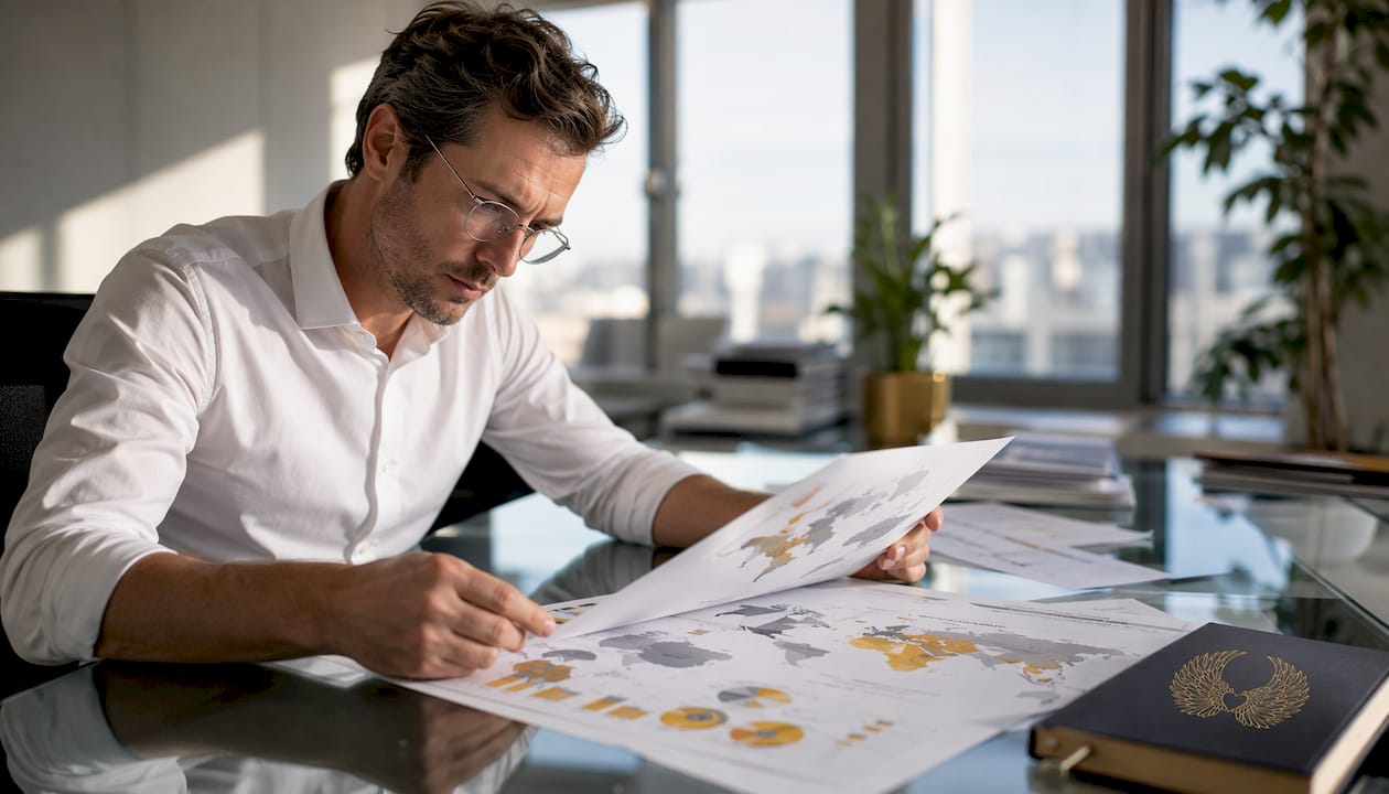 Epidemiologist reviewing cancer mortality charts