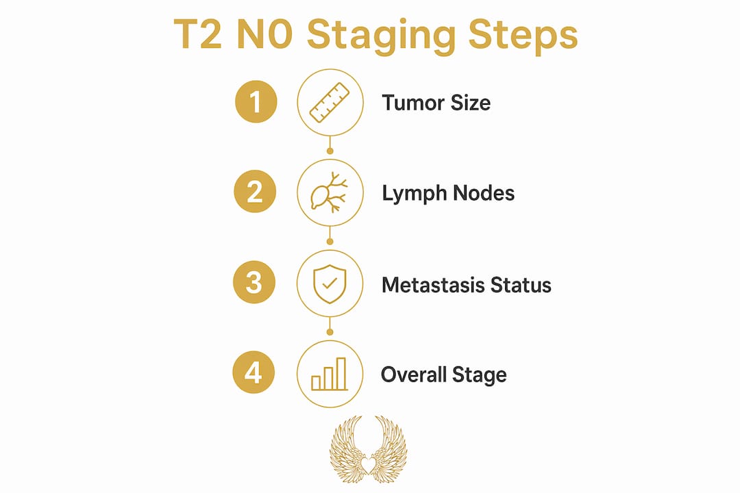 Infographic outlining T2 N0 cancer staging process