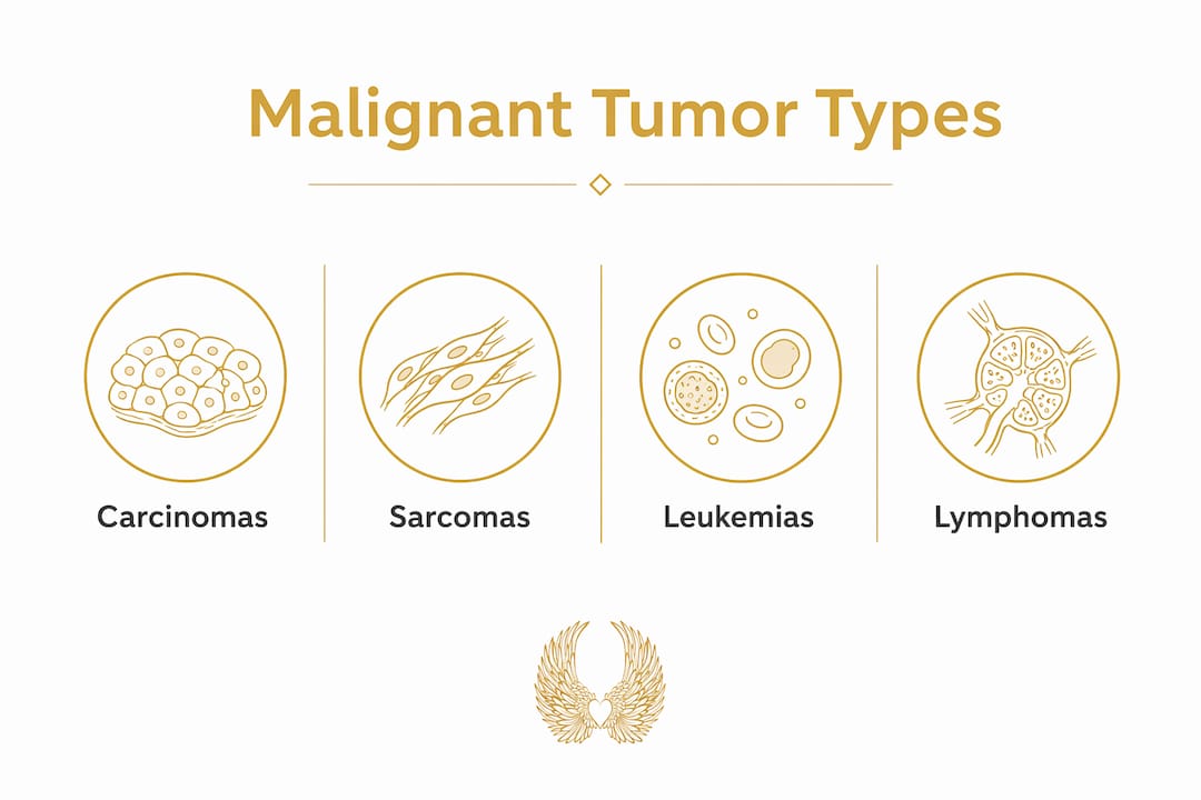 Infographic showing four types of malignant tumors