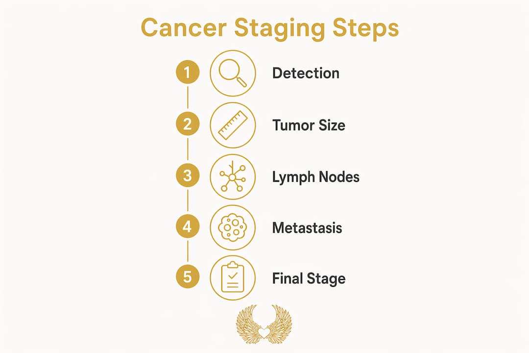Infographic illustrating cancer staging steps