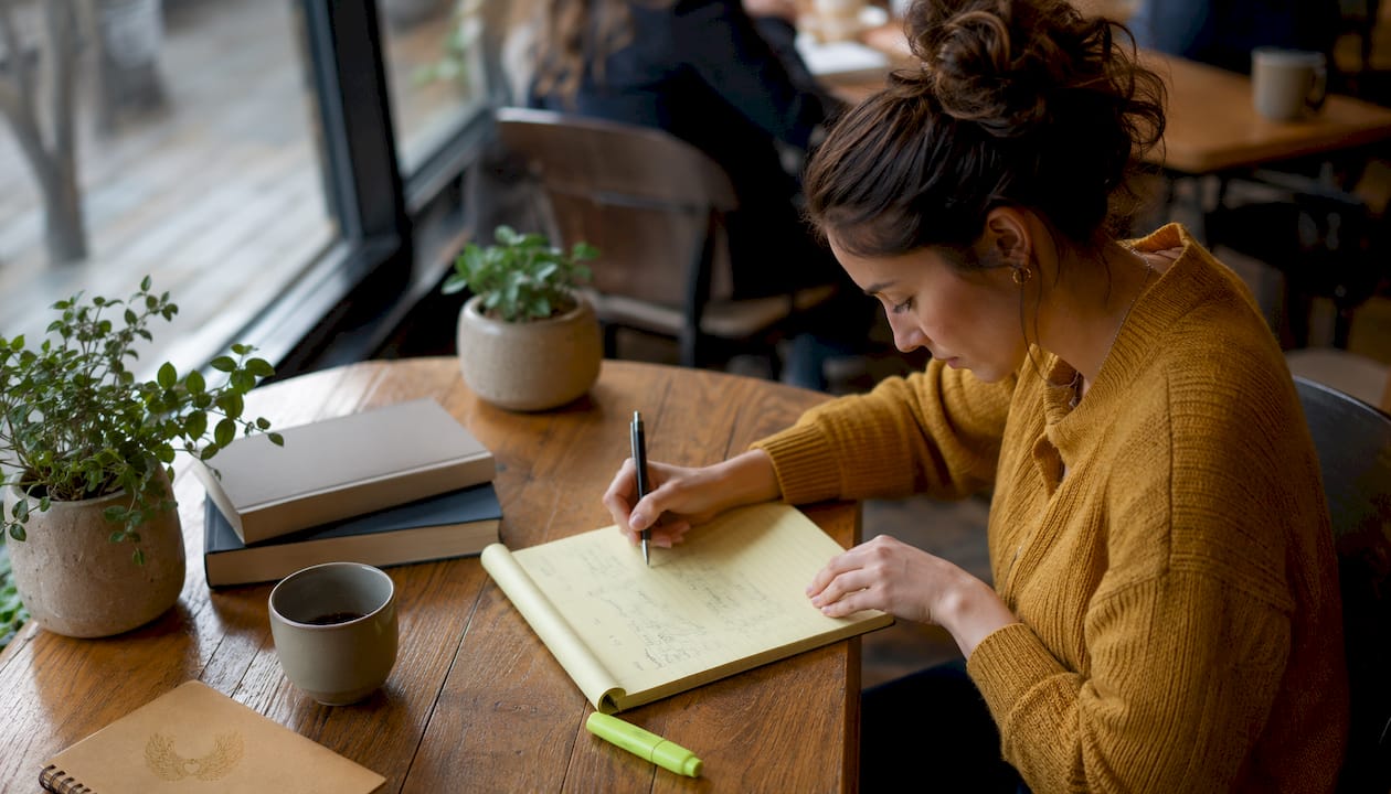 Early-career scientist reviewing award application documents