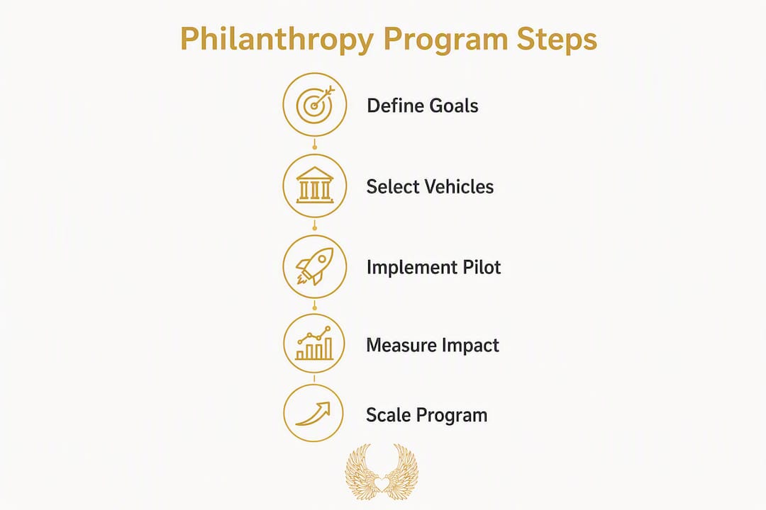 Infographic outlining corporate philanthropy program steps