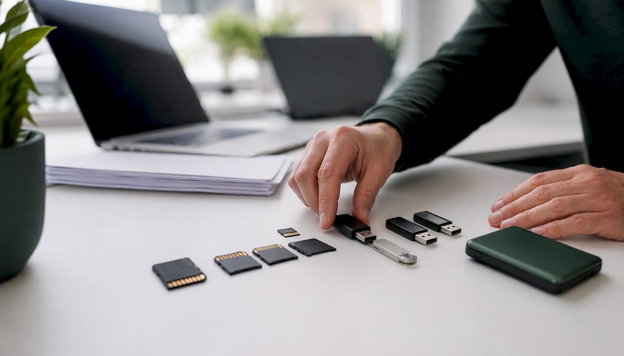 Hands preparing digital evidence for compliance