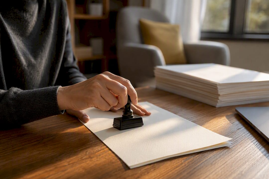 Hands stamping consent form
