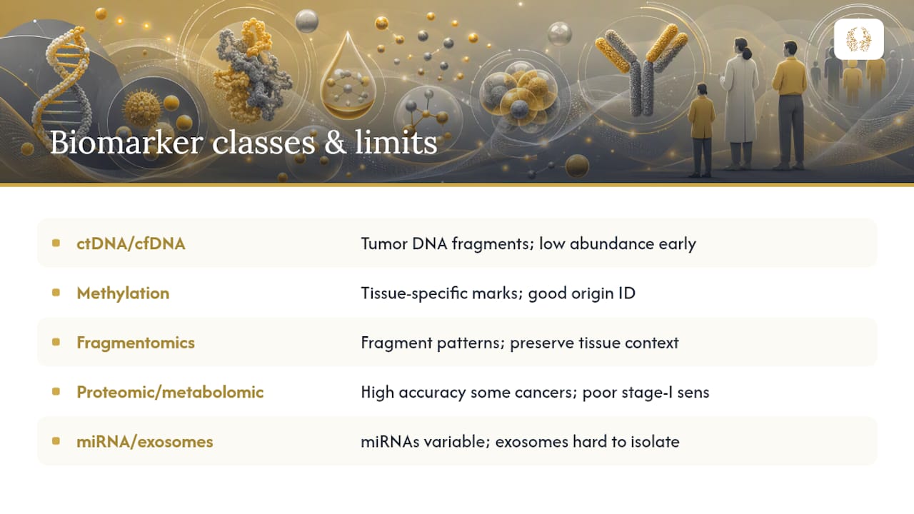 Diagram comparing biomarker classes and mechanisms