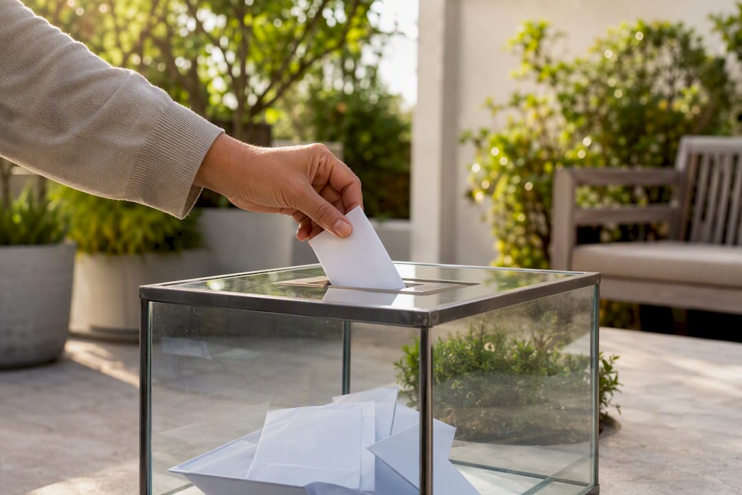 Hands placing donation in box
