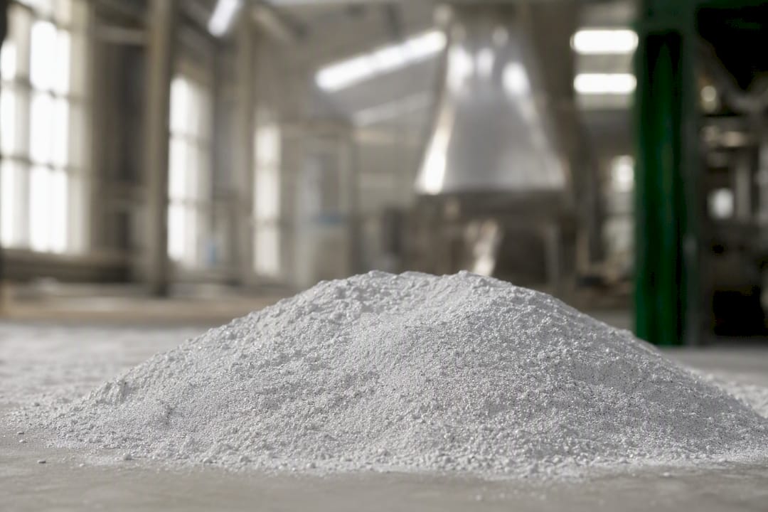 Close-up of alumina powder in industrial setting
