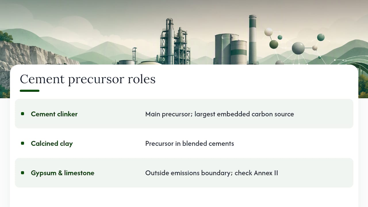 1. Cement precursors — overview diagram