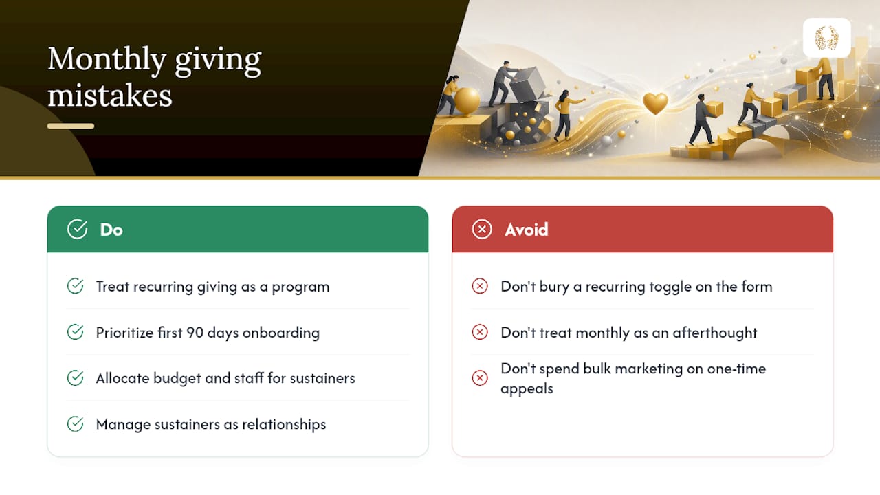 What Fundraisers Consistently Get Wrong About Monthly Giving — overview diagram