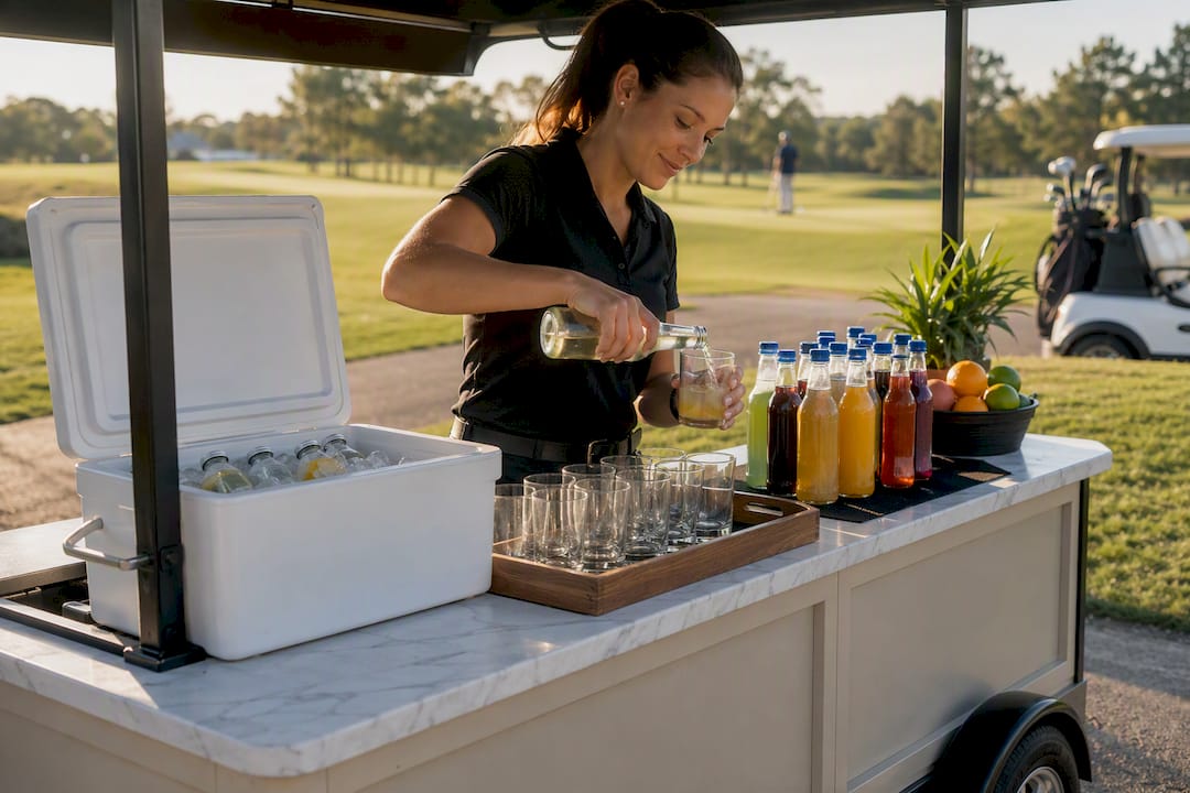 Beverage cart activation at charity golf outing